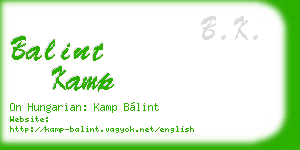 balint kamp business card